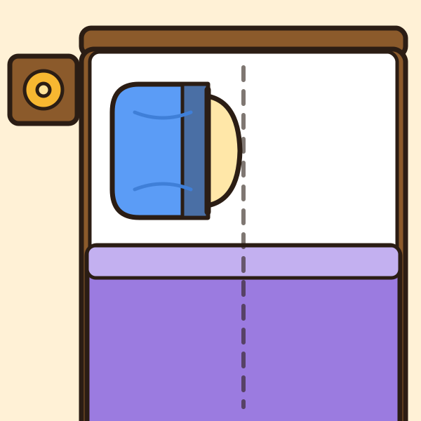 Toward the middle of the bed